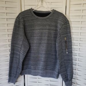 G- Star Raw Gray Crewneck Sweater with Textured Stripes Size L